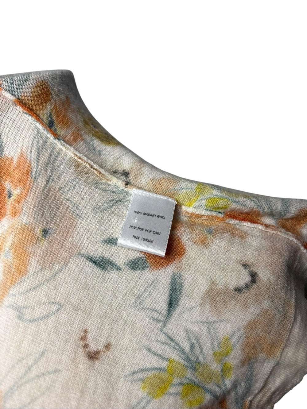 Garnet Hill XL 100% Merino Wool Floral Cardigan Lightweight Spring Sweater - Picture 8 of 8